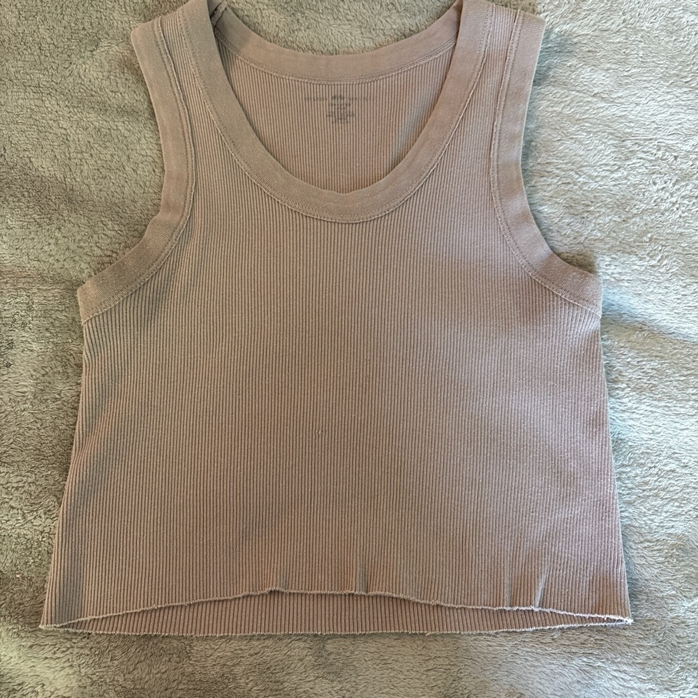Brandy Melville Ribbed Tank Top - Light Brown